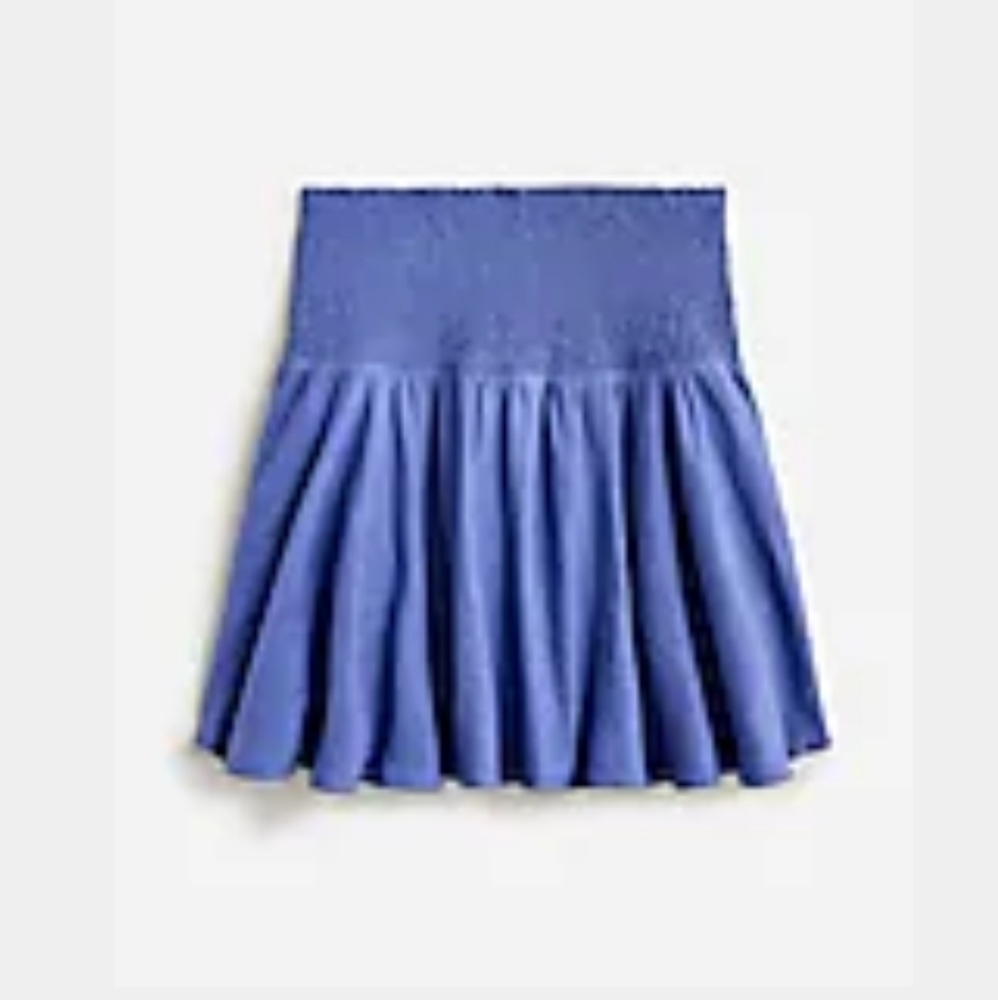 J. Crew Smocked Waist Linen Mini Skirt in Color NOBLE PERI NEW